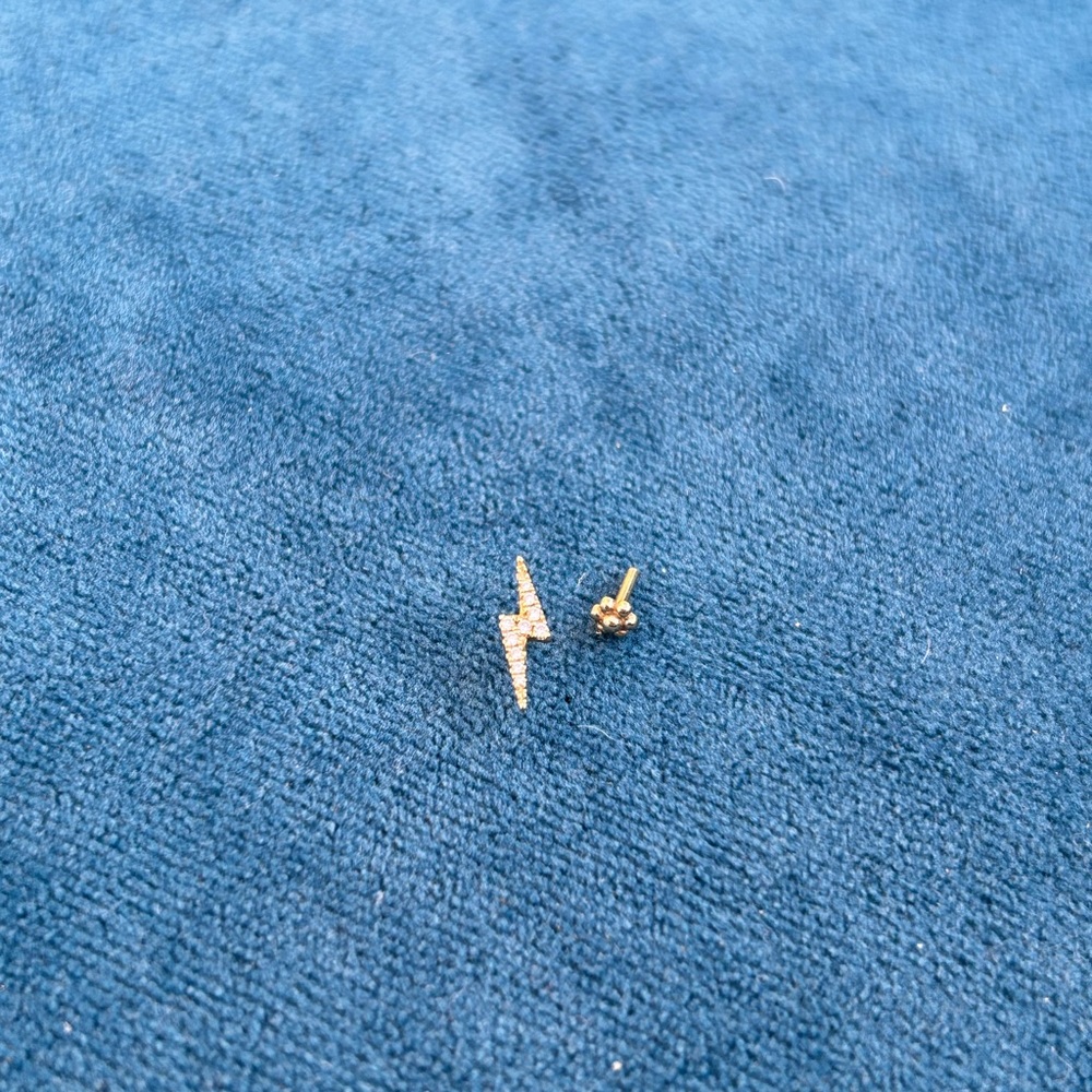 Maria Tash Diamond Lightning Bolt Threaded Stud Earring